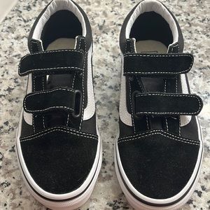 NEW boys black Velcro Vans, size 2